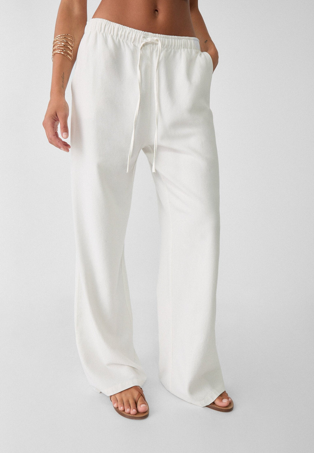 LONG FLOWING RUSTIC - Pantaloni - off white