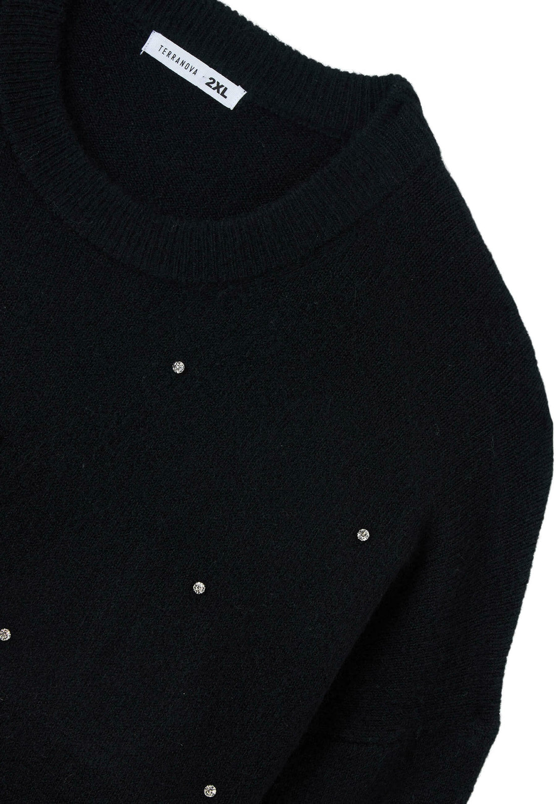 GIROCOLLO CON STRASS - Maglione - nero